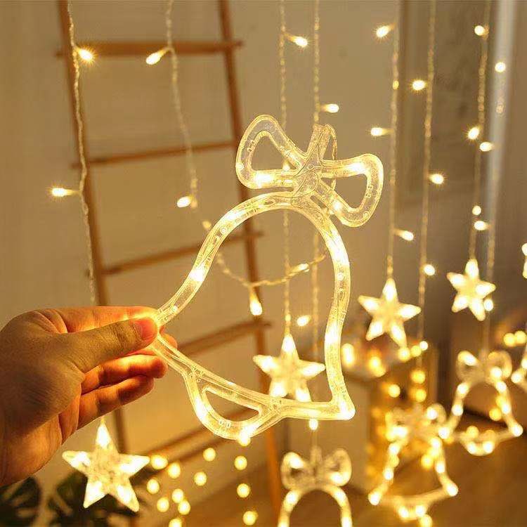 led christmas curtain lights christmas tree bells fawn set series star lights string window decoration lights