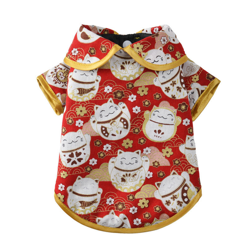 Pet clothes autumn and winter new warm suit foreign trade dog clothes lucky cat elk New Year Christmas clothes