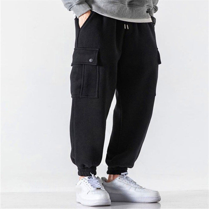 European and American Men's Casual Multi-pocket Loose Straight Thicken Pants