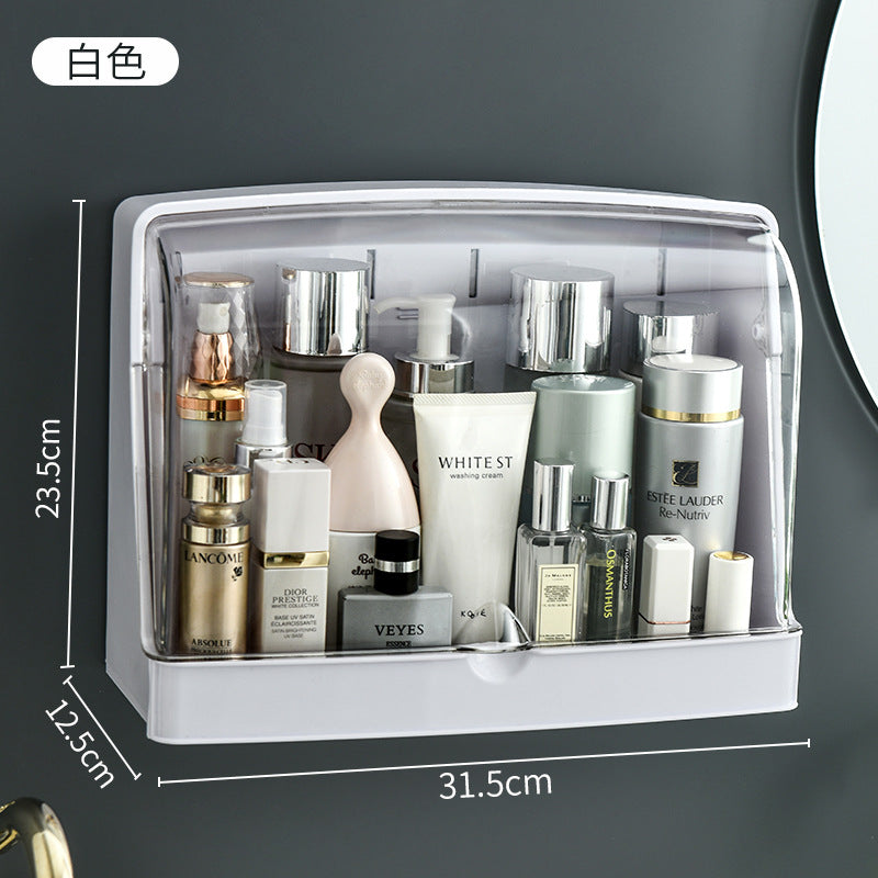 Cosmetic storage box hanging wall-mounted toilet hole-free dust-proof bathroom toilet skin care product rack