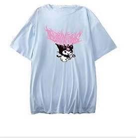 Harajuku cartoon gothic print short-sleeved T-shirt female summer street o neck sweet girl t-shirt