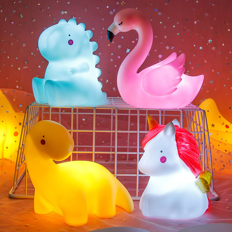 Cartoon Night Light LED Cute Decoration Lamps Moon Bear Dinosaur Girl Kids Children Toys Gifts for Bedroom Bedside Room Lights