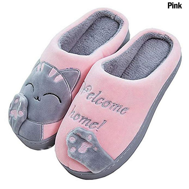 Lucky Cat Cotton Slippers Fashion Home Lovers Men and Women Parent-child Shoes Non-slip Soft Coral Fleece Cotton Shoes