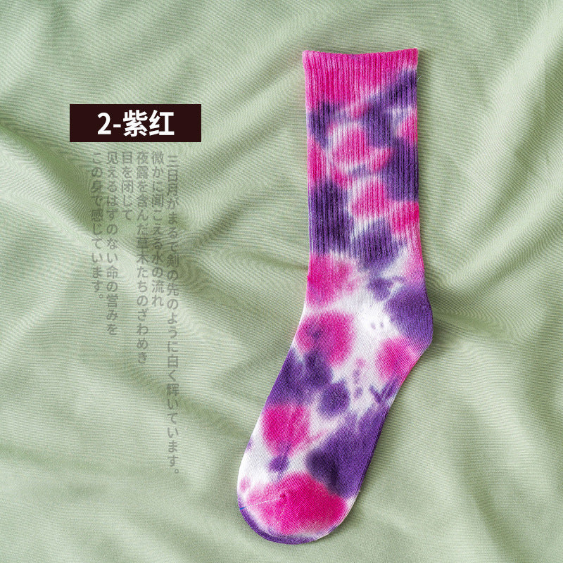 New style tube socks street trend high-top tide socks men and women solid color cotton sports basketball socks skateboard tie-dye socks