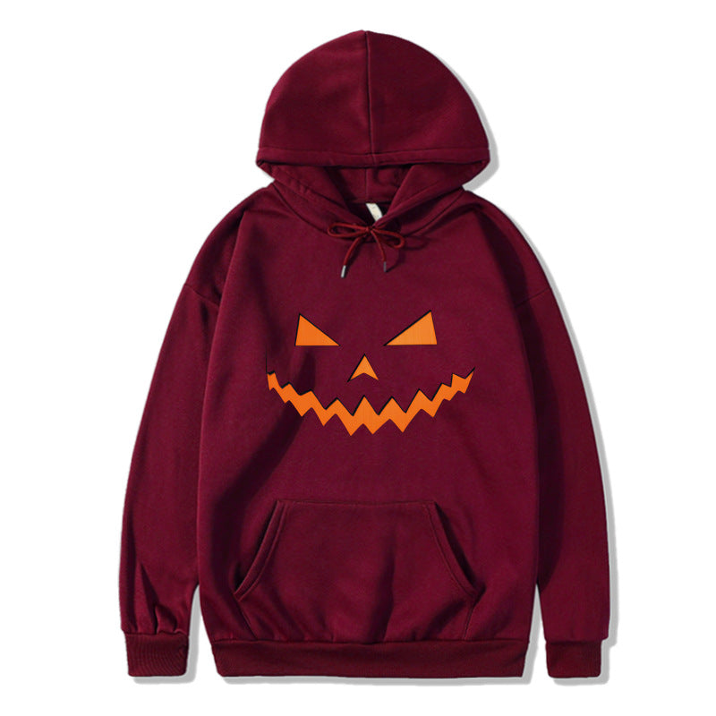 New pumpkin monster expression hoodie couple Halloween sweater long-sleeved loose casual jacket