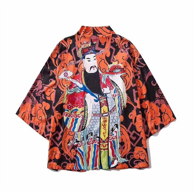 Cross-border digital printing Japanese-style Harajuku men's and women's kimono cloak jacket pajamas