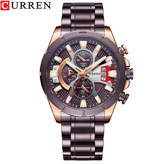 Curren/Careen  Men's Watch Six Hand Watch Quartz Watch Steel Band Watch Calendar Men's Watch