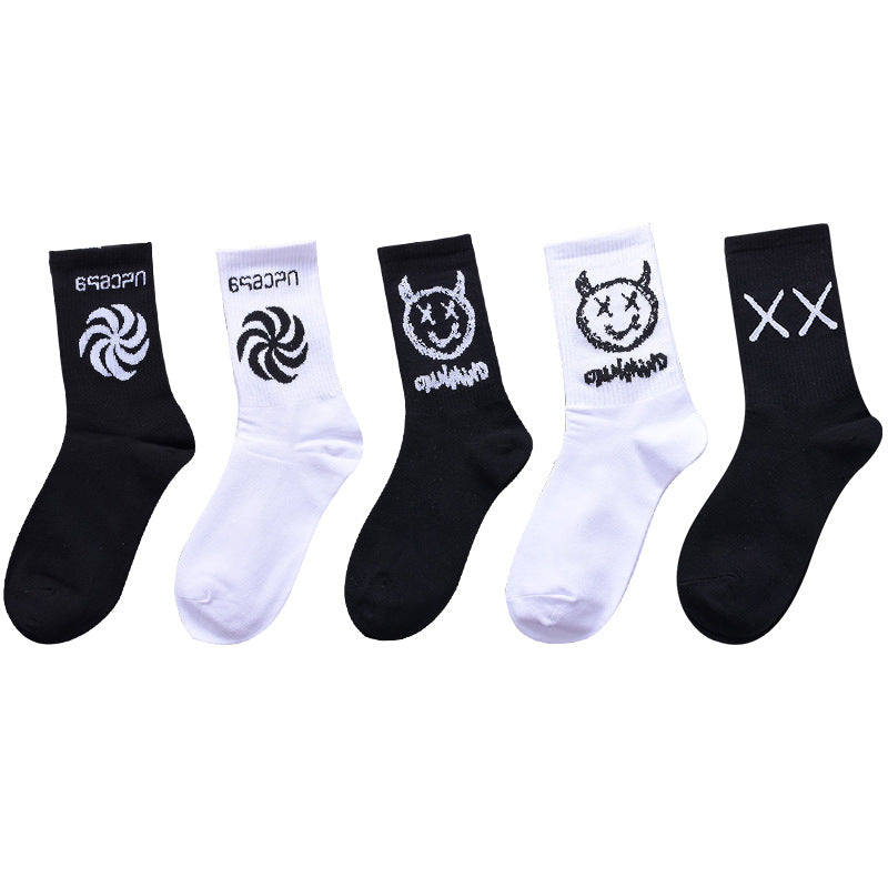 Socks men and women stockings street ins trend stockings black sports wind high-top basketball socks