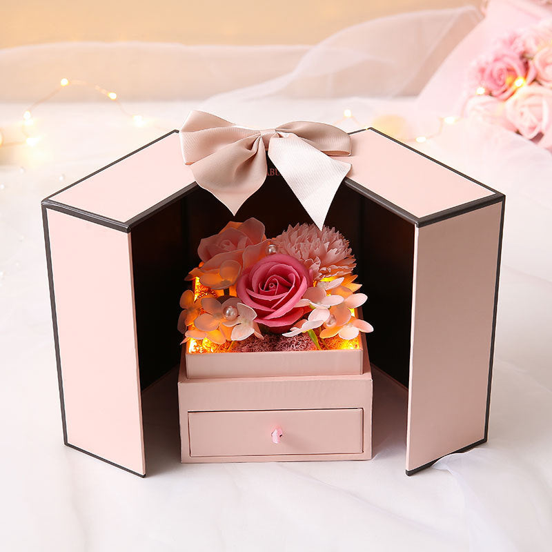 Rose Soap Flower Gift Box Fawn Lipstick Eternal Flower Rose Gift Box Christmas Tanabata Valentine's Day Creative Gift