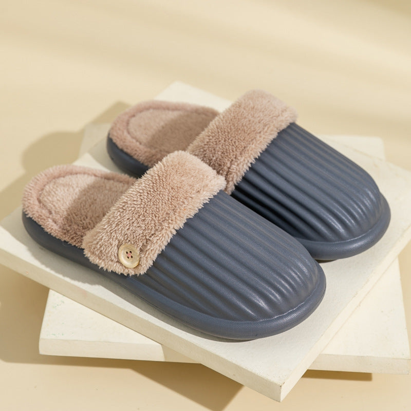 European and American indoor home warm confinement plush cotton slippers