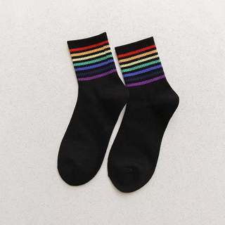 New spring and summer socks female autumn and winter tube socks pure color ins tide sports black white ladies socks