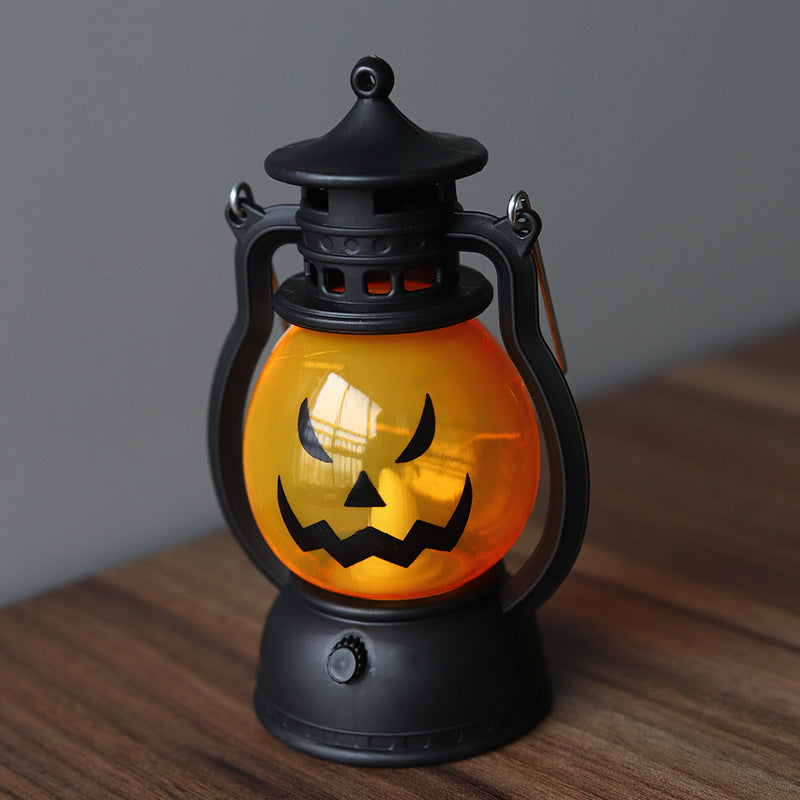 Retro kerosene lamp Christmas Halloween pumpkin portable pony lantern night light LED electronic decoration candle light