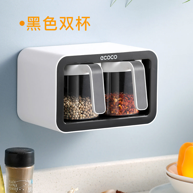 Wall-mounted kitchen spice box household set combination condiment condiment bottle condiment jar multi-cell storage condiment box