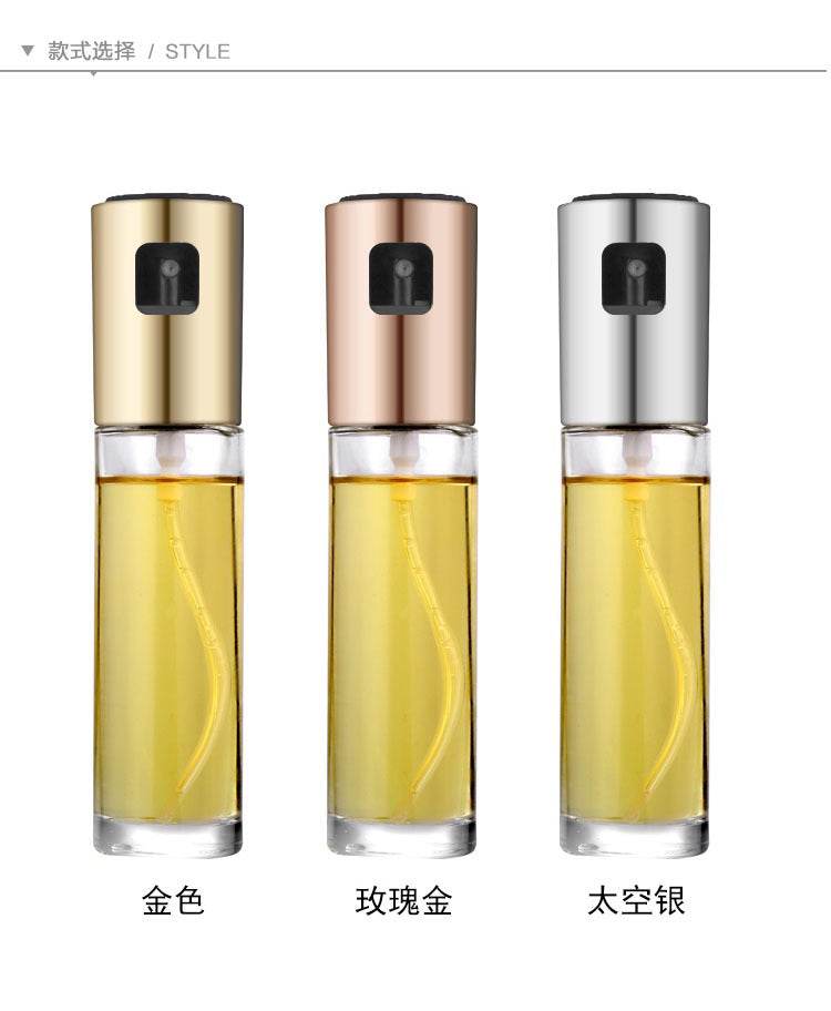 Push-type oil bottle, barbecue spray oil bottle, kitchen glass oil bottle, oil control bottle, oil spray bottle