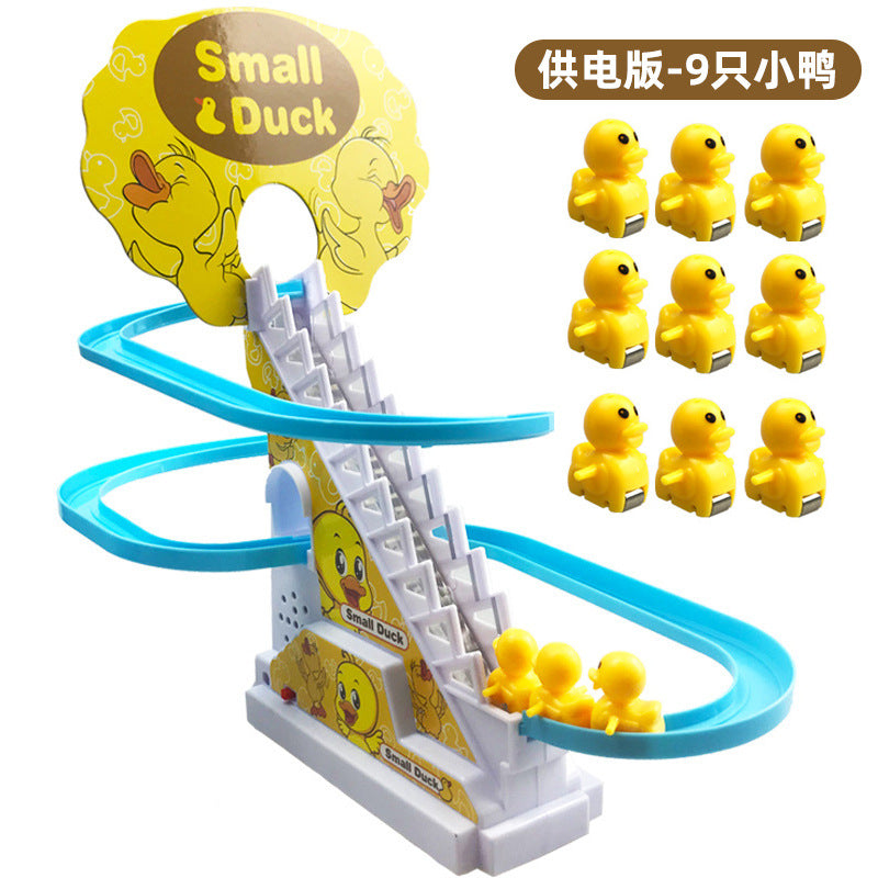 track duck climbing ladder slide toy cute little duck automatically climbing stairs light music