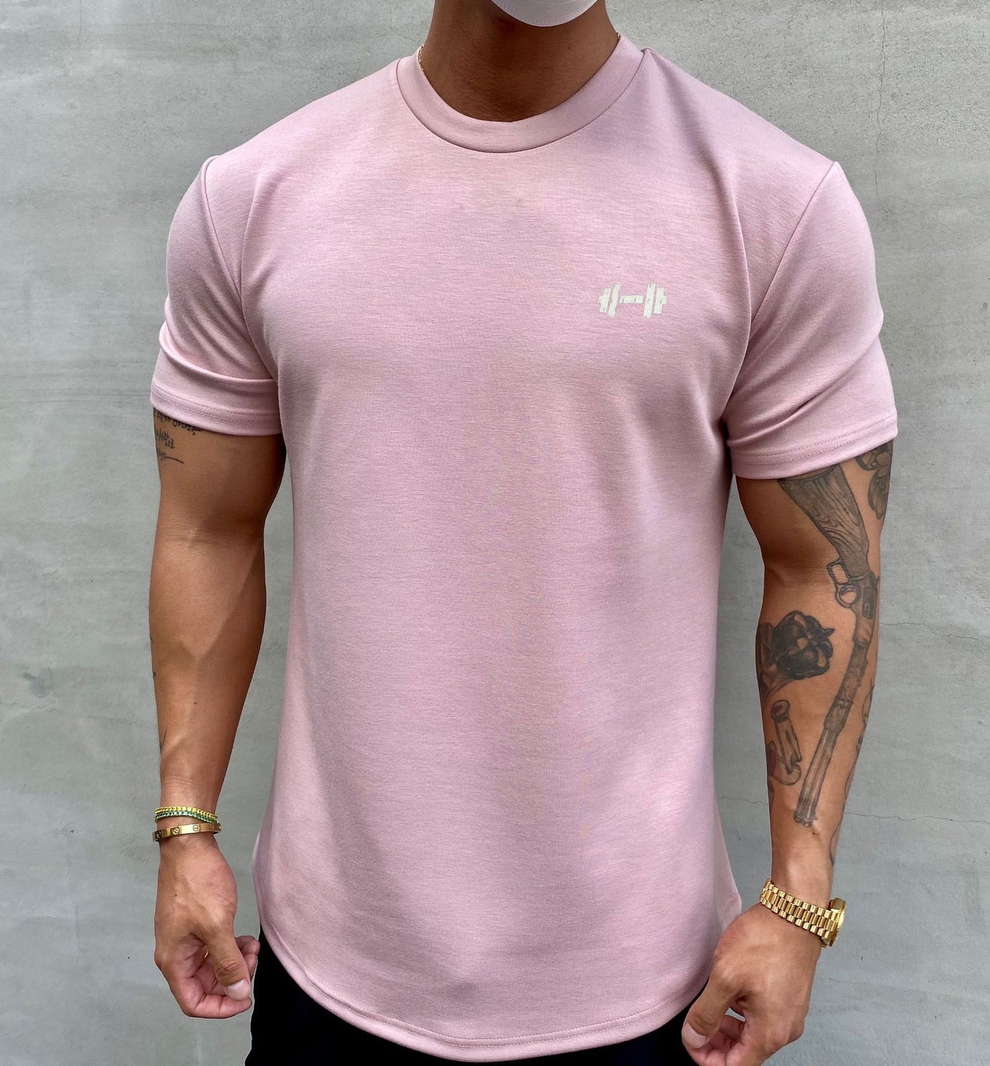 American Slim Show Muscle Round Hem Short Sleeve Men's Cotton Summer Solid Color Training Slim Sports T-shirt