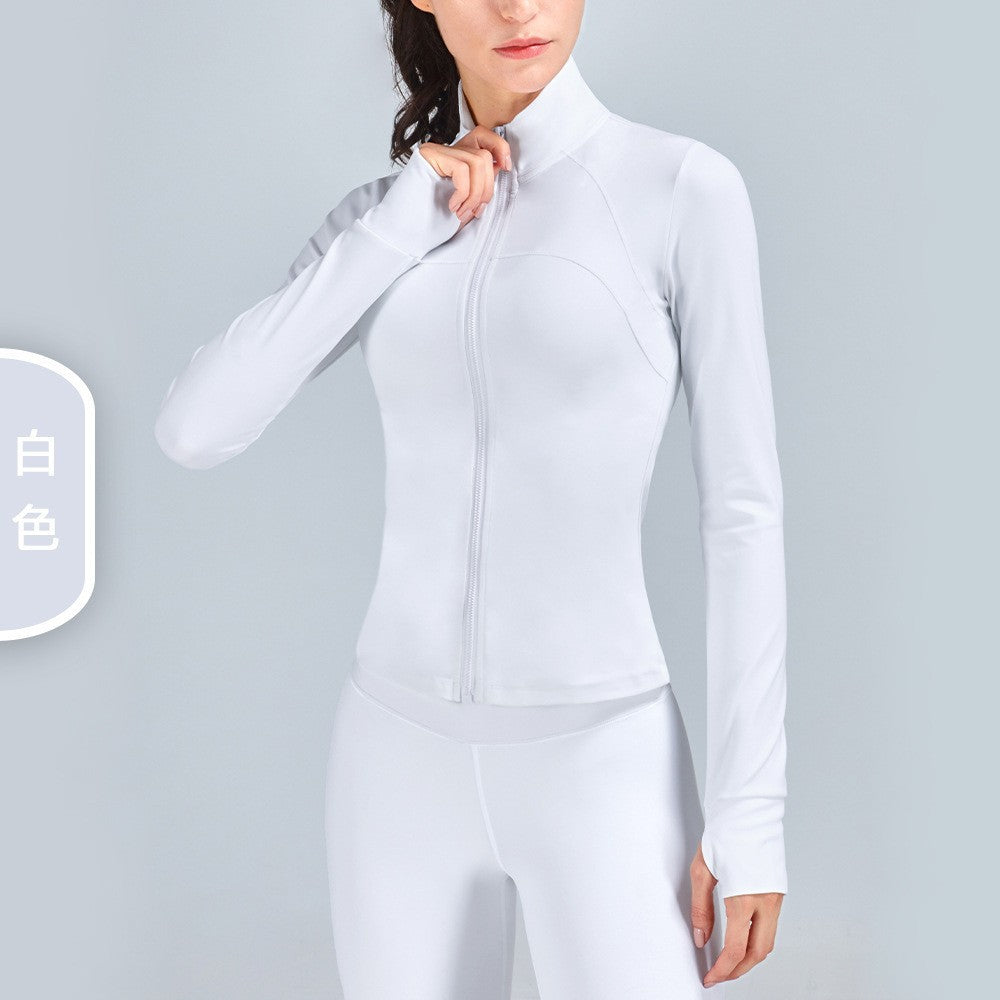 Professional fitness clothing women's tight-fitting quick-drying zipper cardigan yoga clothing long-sleeved jacket running sports shirt