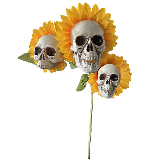 Cross-border Halloween decorations Sunflower skulls Garden simulation flower ornaments
