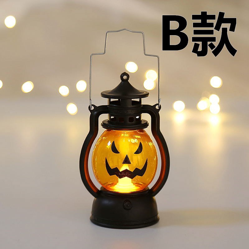 Cross-border new Halloween oil lamp portable pumpkin lantern skull decoration pony lantern bar party atmosphere props