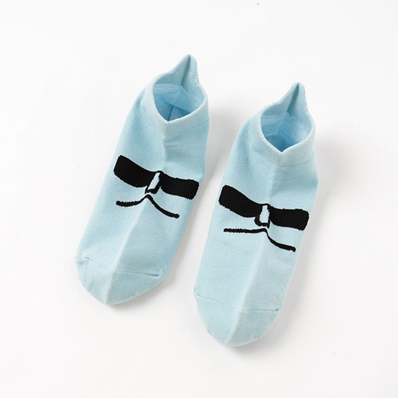 Thin smiling face cartoon shallow mouth casual tide ins breathable personality clear college style socks