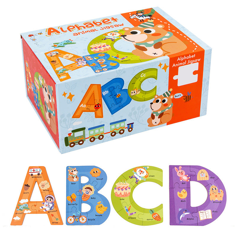 Wooden cartoon intelligence block puzzle digital mother animal cognition advanced building block puzzle 1-3 years old early education toys