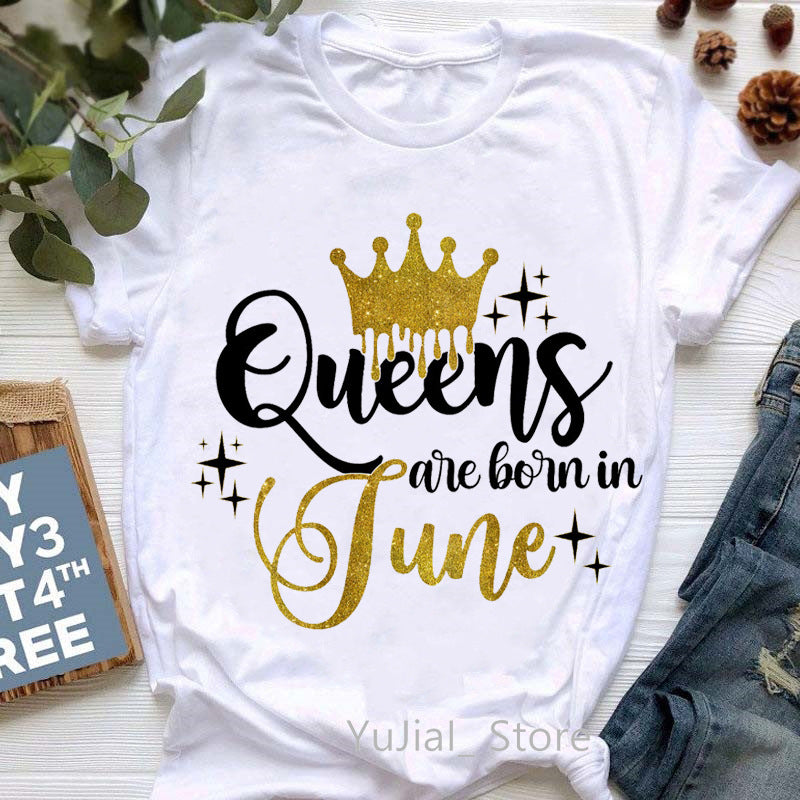 December printing, queen queen, summer women's clothing, Korean version, couple wear blouse, short-sleeved t-shirt