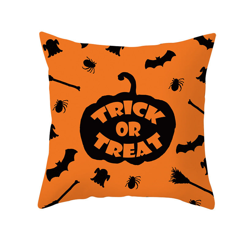 Halloween peach skin pillowcase without core cross-border sofa pillowcase square cushion cover