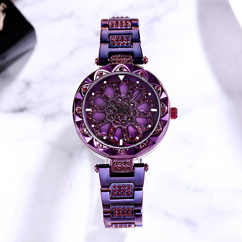 Ms. Fasina Douyin is always running the watch starry 360-degree rotating female net red diamond watch