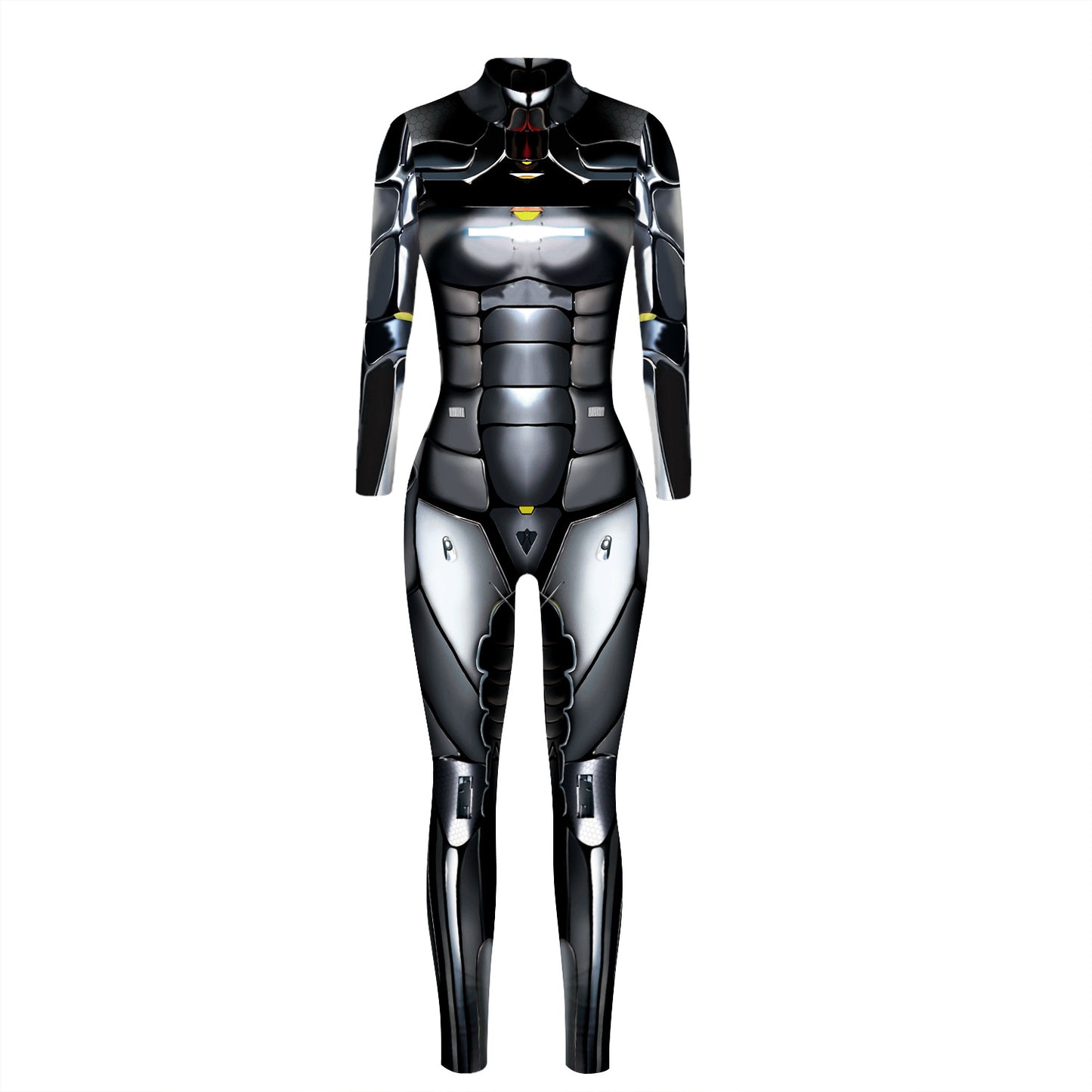 Halloween new hot selling machine armor 3D digital printing slim fit long-sleeved cos jumpsuit