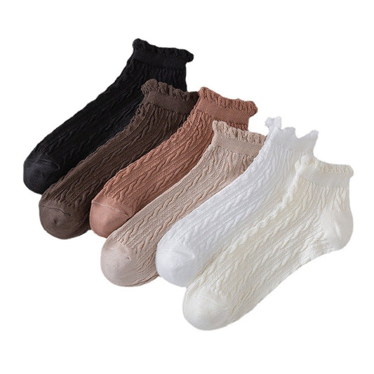 Socks female shallow mouth boat socks fungus lace ins tide cute cotton socks