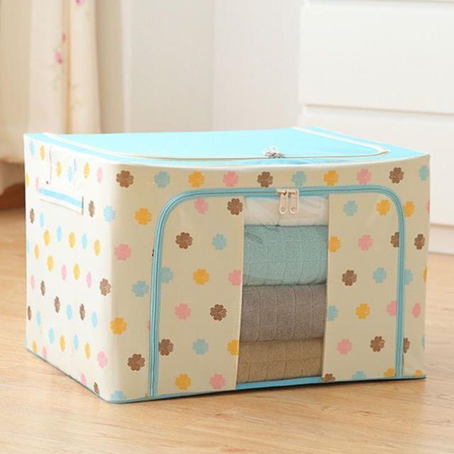 Large storage box for clothes Oxford cloth spinning cotton quilt bag Fabric storage box Covered folding closet storage box