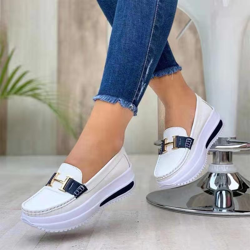 Thick bottom round head solid color women's shallow mouth women's single shoes