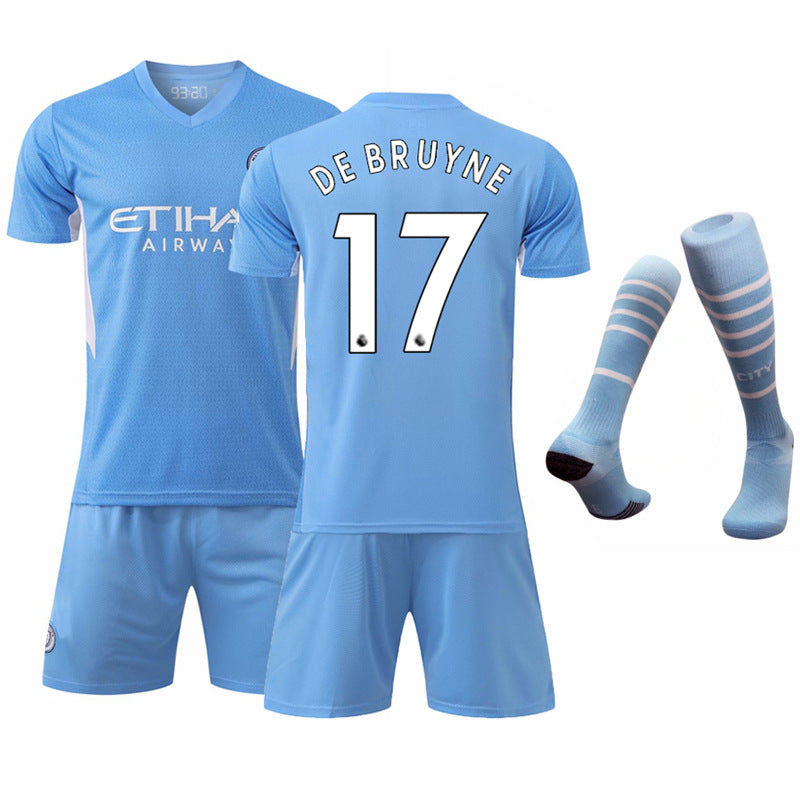 Manchester City home football jersey No. 10 Glalish jersey Blue Moon football jersey suit children's sportswear