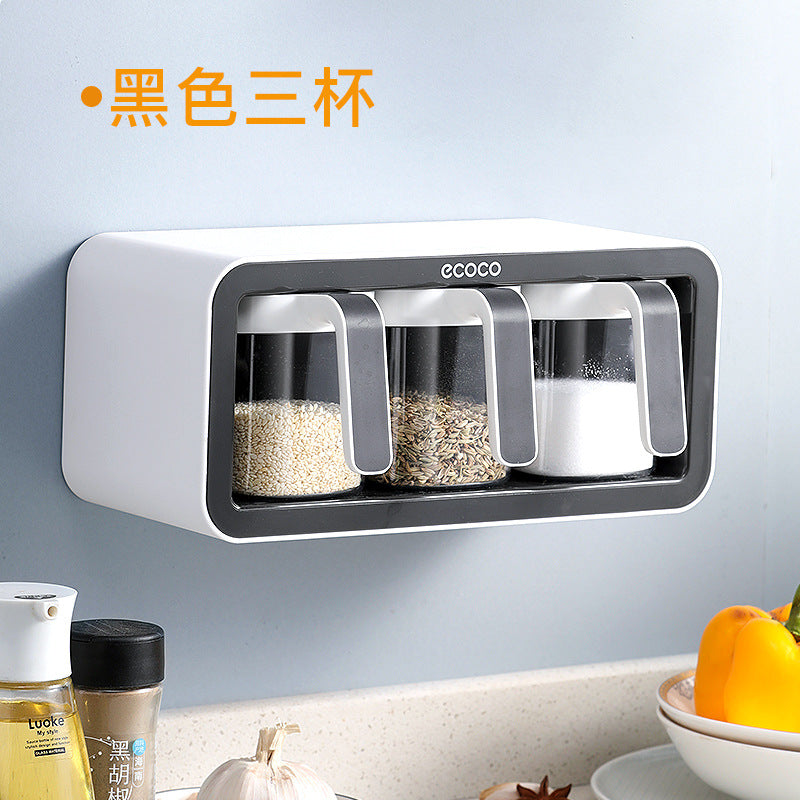 Wall-mounted kitchen spice box household set combination condiment condiment bottle condiment jar multi-cell storage condiment box