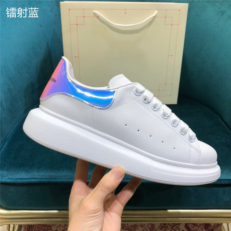 New small white shoes, leather thick-soled inner increase, platform bottom, wild couple casual shoes