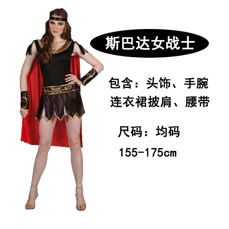 Halloween ball costume adult men and women Roman warrior gladiator Spartan warrior clothes children parent-child