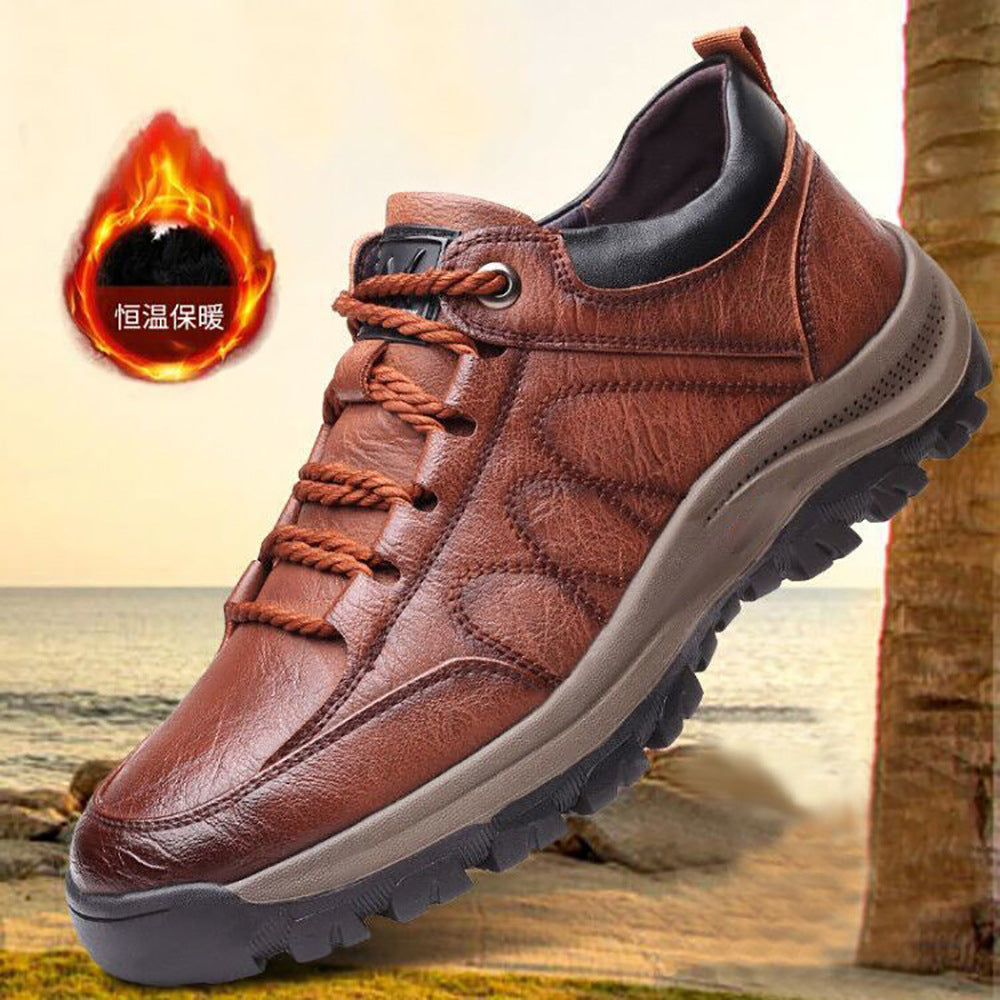 Front lace high-top leather shoes new trendy shoes PU mountaineering casual sports shoes