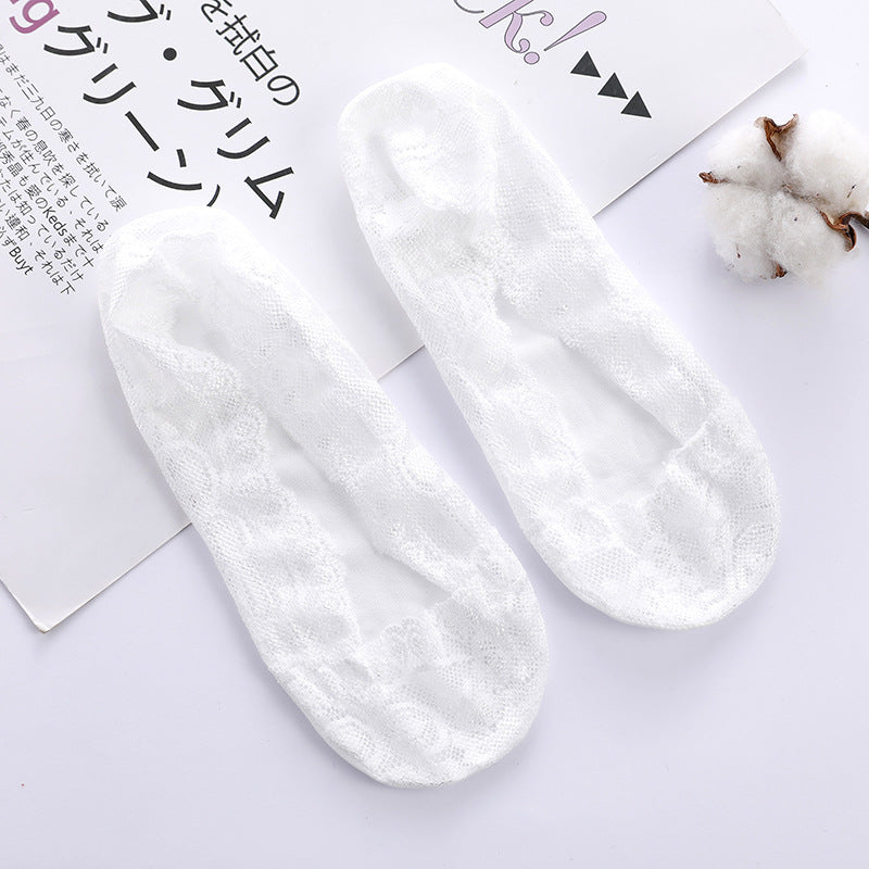 Two-pack lace ladies shallow mouth invisible boat socks silicone women thin ultra-thin sweat-absorbent sports wind