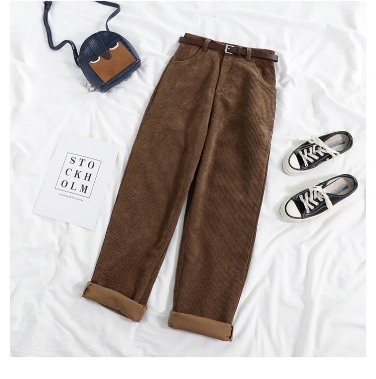 European and American corduroy slimming corduroy straight-leg pants loose trousers