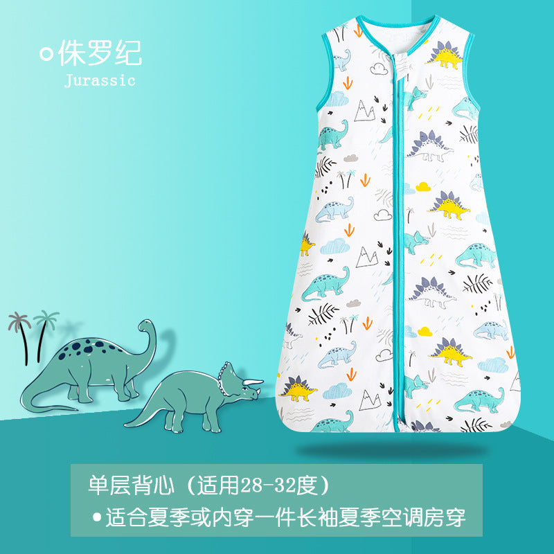 Cross-border hot spring and summer new cotton anti-startle baby sleeping bag children's vest pajamas sleeveless baby anti-kick quilt