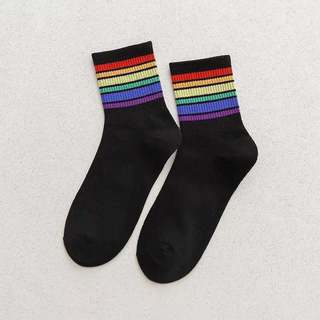 New spring and summer socks female autumn and winter tube socks pure color ins tide sports black white ladies socks