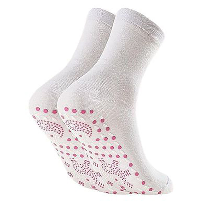 Self-heating socks health massage socks self-heating tourmaline mid-tube thickened warm foot socks hot moxibustion cold socks