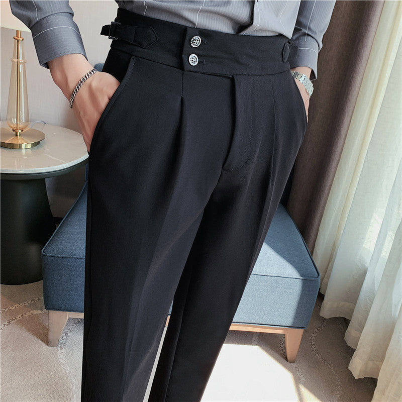 Korean version men's drape high-waist straight-leg pants