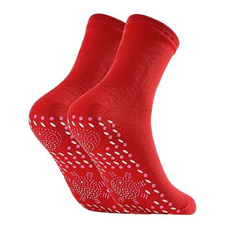 Self-heating socks health massage socks self-heating tourmaline mid-tube thickened warm foot socks hot moxibustion cold socks