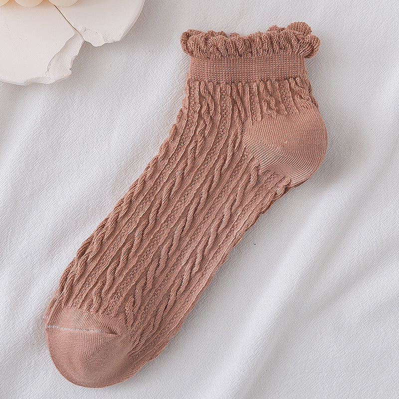 Socks female shallow mouth boat socks fungus lace ins tide cute cotton socks