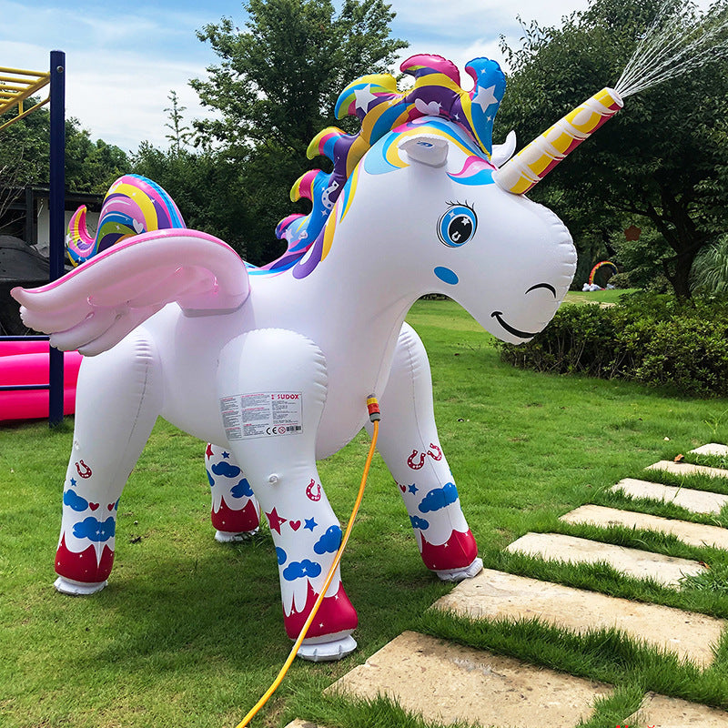 Spot inflatable water spray unicorn toy Unicorn inflatable water spray floating row outdoor inflatable unicorn