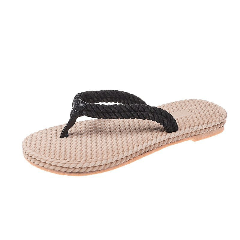 Hemp rope sandals women new style flat women's shoes comfortable set toe cross strap casual beach sandals