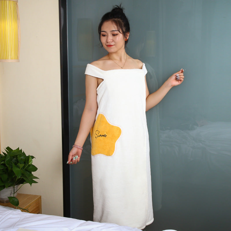 Bath towel household female wearable wrapper towel non-pure cotton bathrobe absorbent, quick-drying, no lint, large bath skirt