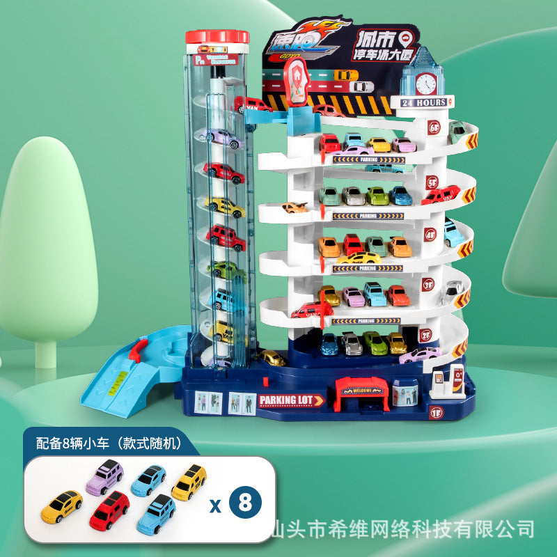 Children's car breakthrough adventure dinosaur Panshan highway multi-storey car building 2 in 1 educational rail car toy