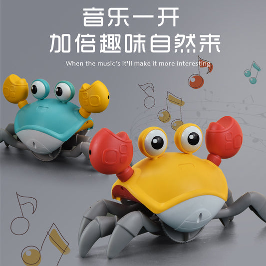 Cute electric crab with dynamic music cool lighting automatic induction obstacle avoidance interactive parent-child children's toys